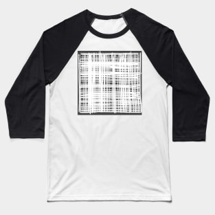 "Infinite Intersections" - White and Gray Grey Line Art Grid Art Lineart Abstract Lines Grid Pattern Artwork Baseball T-Shirt